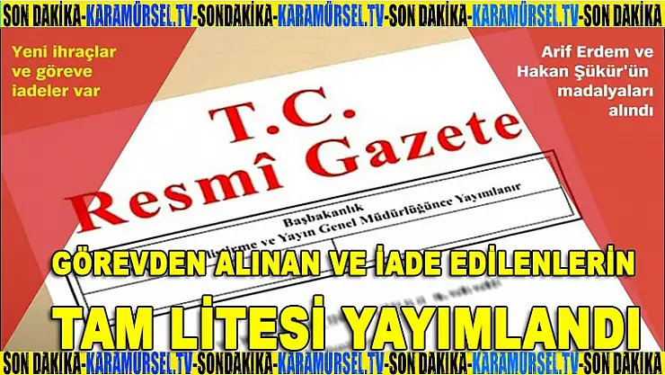 692 Sayılı Kanun Hükmünde Kararname Resmi Gazete'de yayınlandı