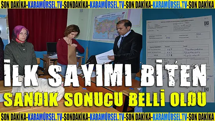 Karamürsel'de ilk sayımı biten sandık sonucu