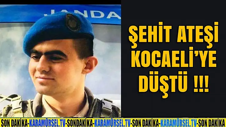 Kocaeliye Şehit Ateşi Düştü