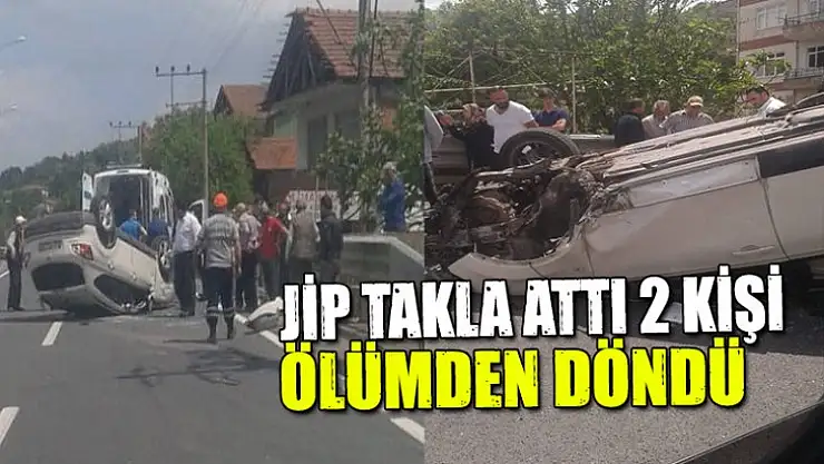 Jip takla attı 2 kişi ölümden döndü!