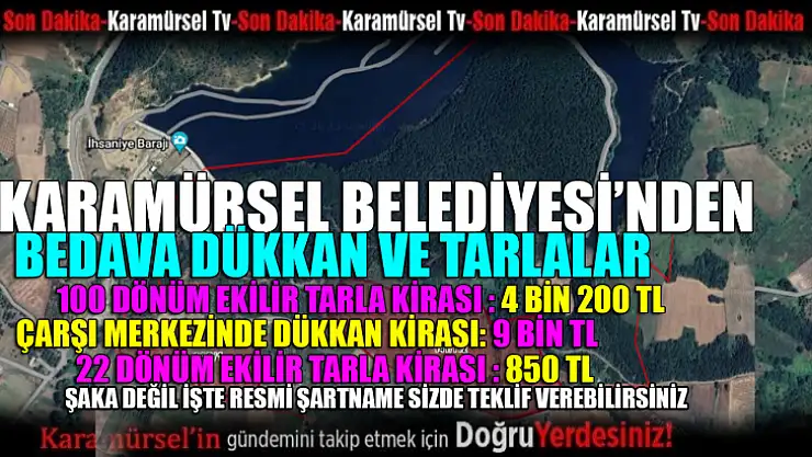Karamürsel Belediyesi'nden bedava dükkan ve tarlalar