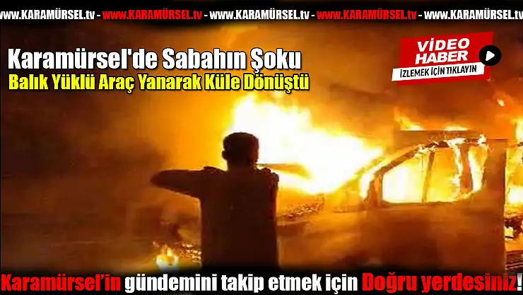 Karamürsel'de Balık Yüklü Araç Alev Alev Yandı!
