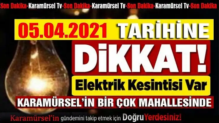 Karamürsel'de yine haftanın ilk günü elektrik kesintisi var!