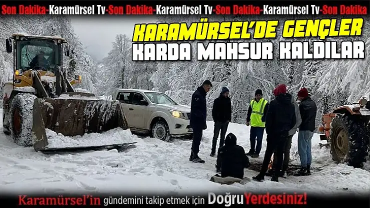 Karda mahsur kalan gençlerin yardımlarına belediye yetişti