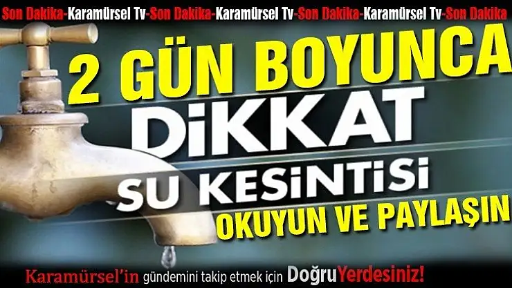 Kocaeli genelinde iki gün su kesintisi yaşanacak