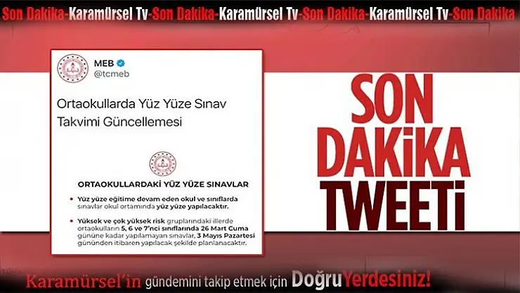MEB'den ortaokullarda yüz yüze sınav açıklaması