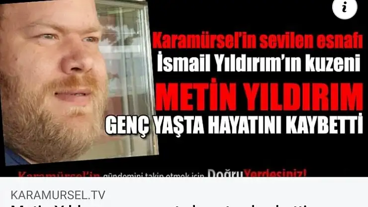 Metin Yıldırım hayatını kaybetti
