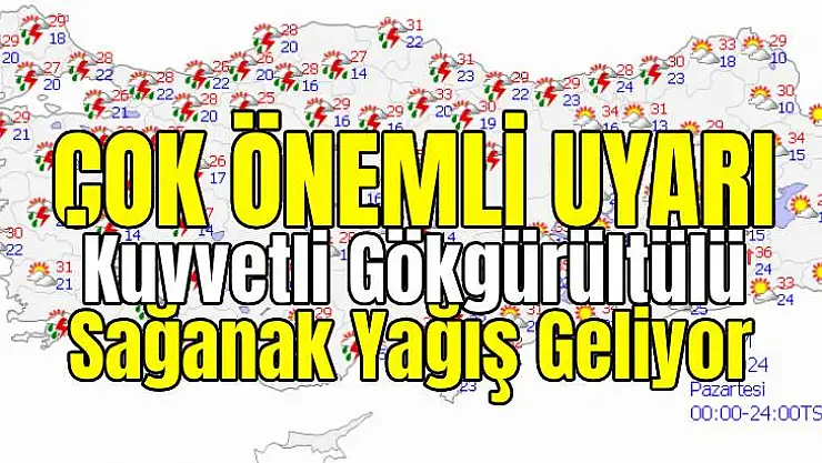 Pazartesi Günü Kocaeli genelinde Kuvvetli Yağış Bekleniyor