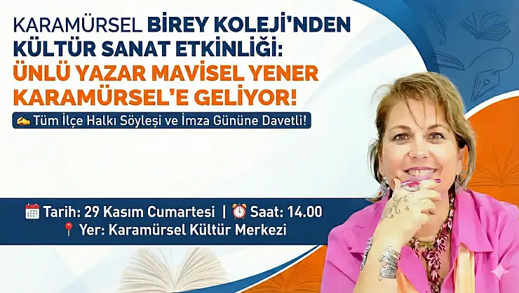 Ünlü Yazar Mavisel Yener Karamürsel'e Geliyor!