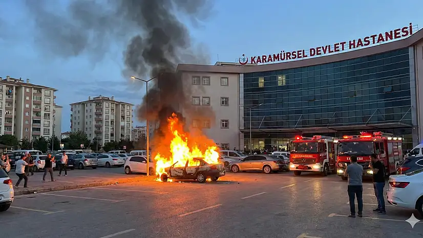 Devlet Hastanesi Otoparkında Yangın Paniği!