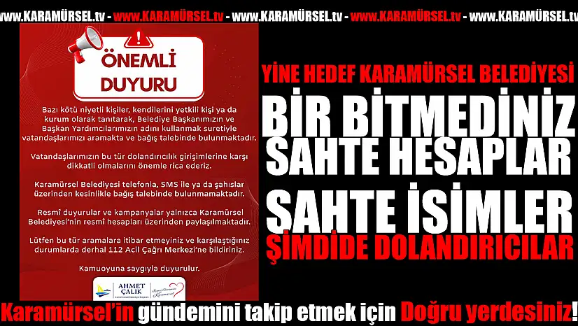 Karamürsel Belediyesi'nden Vatandaşlara Uyarı!