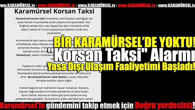 Karamürsel'de korsan taksi