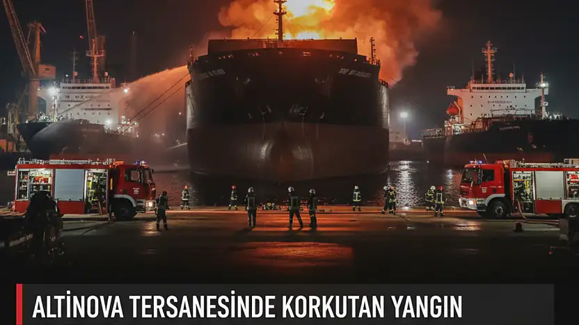 Altınova'da bir tersanede bakıma gelen gemide yangın çıktı