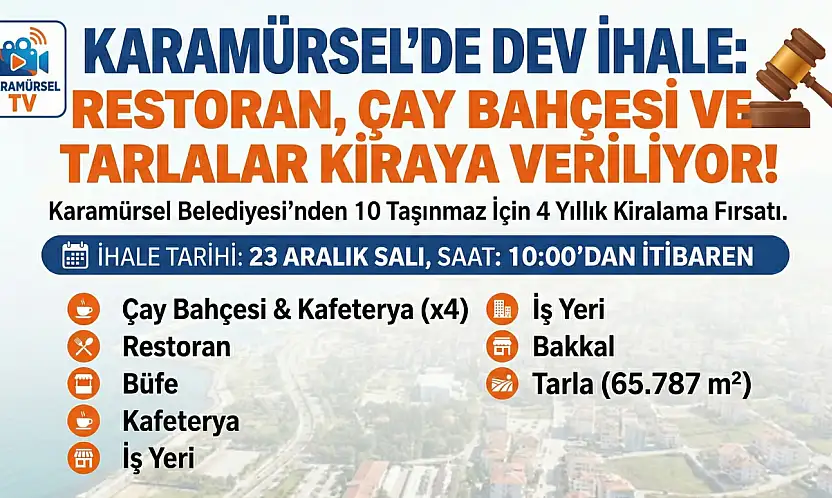 Karamürsel'de Dev İhale: Restoran, Çay Bahçesi ve Tarlalar Kiraya Veriliyor!