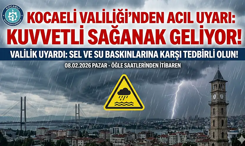 Kocaeli Valiliği'nden Kocaeli geneli içinAcil Uyarı: